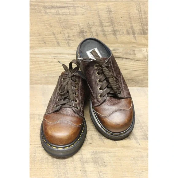Dr. Martens Womens Vintage 9936 Brown Leather Chunky 5 Eye Oxford Mules 7 - Picture 2 of 16